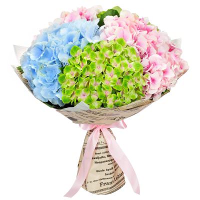Букет с гортензиями «Луговая мелодия»