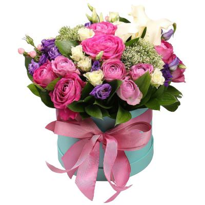 Букет в шляпной коробке «Серенада»