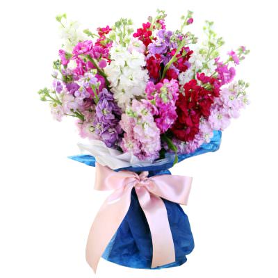 Букет с маттиолами микс «Цветочный фейерверк»