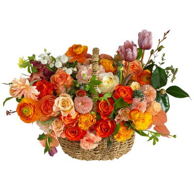 Живые цветы в композиции «Оранжевое утро»