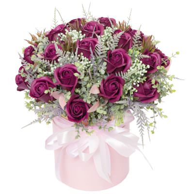 Шляпная коробка с розами «Вечерний шарм»